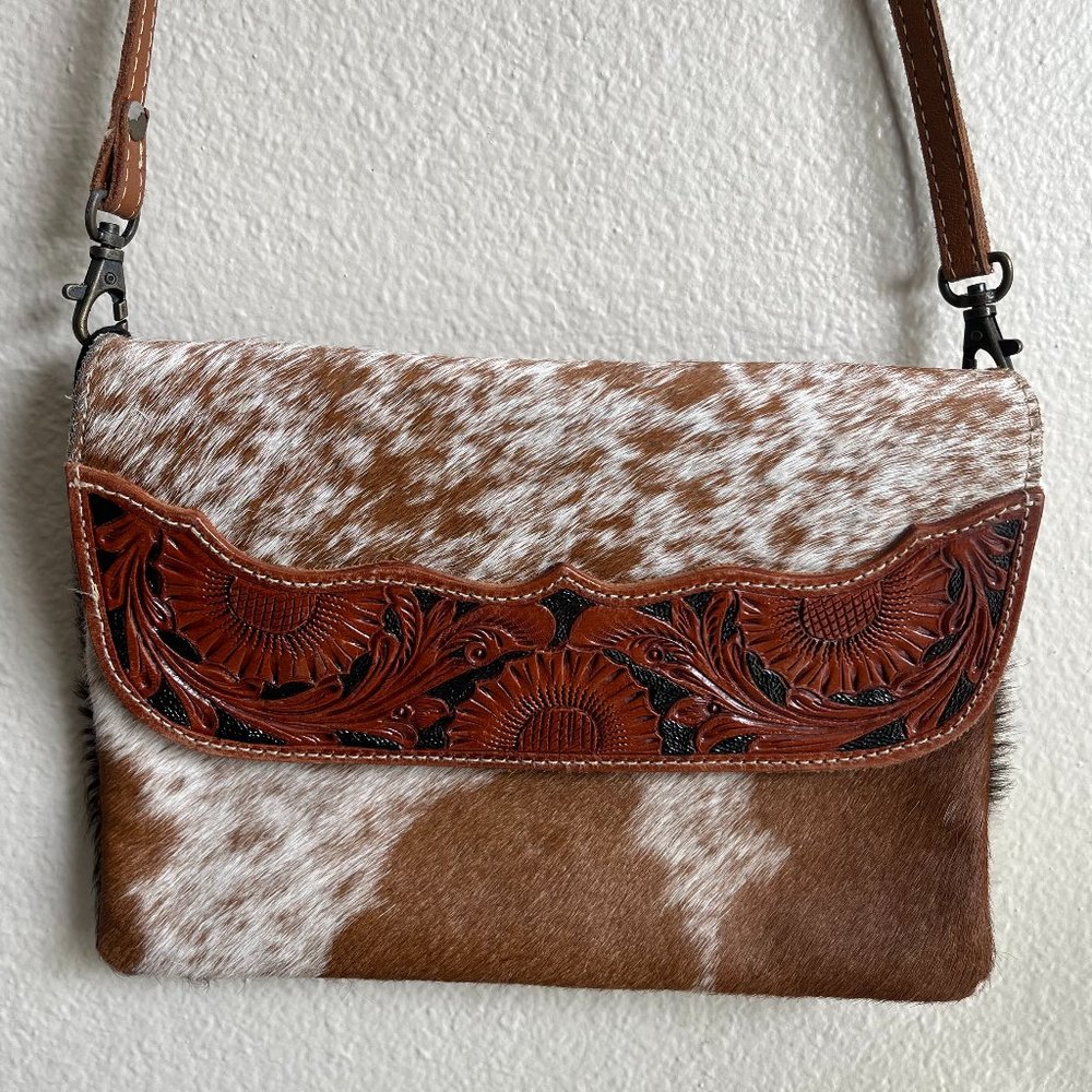Hand Tooled Leather Hairon Handbag
